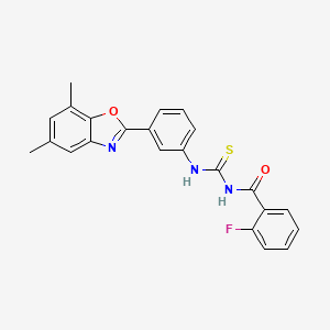 molecular formula C23H18FN3O2S B5020952 N-{[3-(5,7-dimethyl-1,3-benzoxazol-2-yl)phenyl]carbamothioyl}-2-fluorobenzamide 