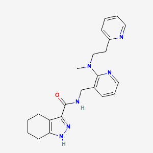 molecular formula C22H26N6O B5021531 N-[[2-[methyl(2-pyridin-2-ylethyl)amino]pyridin-3-yl]methyl]-4,5,6,7-tetrahydro-1H-indazole-3-carboxamide 
