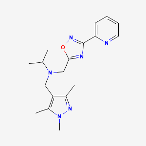 molecular formula C18H24N6O B5021566 N-[(3-pyridin-2-yl-1,2,4-oxadiazol-5-yl)methyl]-N-[(1,3,5-trimethylpyrazol-4-yl)methyl]propan-2-amine 