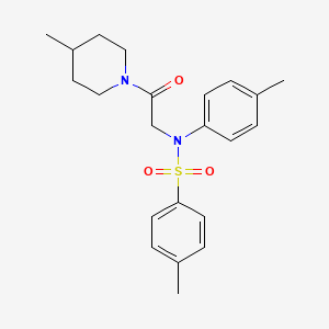 molecular formula C22H28N2O3S B5021672 4-methyl-N-(4-methylphenyl)-N-[2-(4-methylpiperidin-1-yl)-2-oxoethyl]benzenesulfonamide 