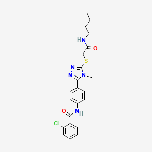 molecular formula C22H24ClN5O2S B5021846 N-[4-[5-[2-(butylamino)-2-oxoethyl]sulfanyl-4-methyl-1,2,4-triazol-3-yl]phenyl]-2-chlorobenzamide 