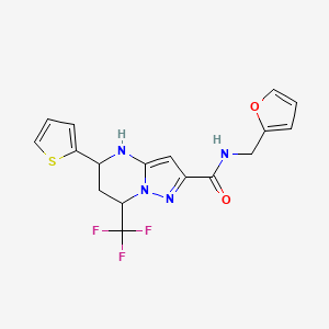 molecular formula C17H15F3N4O2S B5021993 N-(furan-2-ylmethyl)-5-thiophen-2-yl-7-(trifluoromethyl)-4,5,6,7-tetrahydropyrazolo[1,5-a]pyrimidine-2-carboxamide 