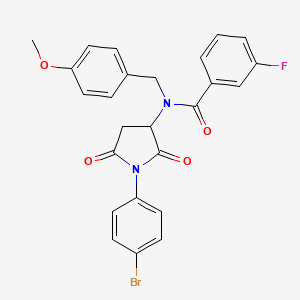 molecular formula C25H20BrFN2O4 B5022015 N-[1-(4-bromophenyl)-2,5-dioxopyrrolidin-3-yl]-3-fluoro-N-[(4-methoxyphenyl)methyl]benzamide 