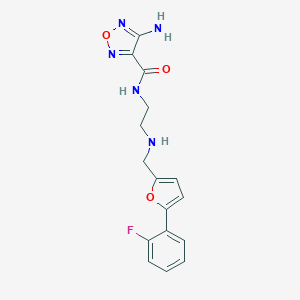 molecular formula C16H16FN5O3 B502265 4-amino-N-[2-({[5-(2-fluorophenyl)furan-2-yl]methyl}amino)ethyl]-1,2,5-oxadiazole-3-carboxamide 