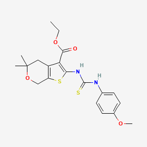 molecular formula C20H24N2O4S2 B5023664 ETHYL 2-{[(4-METHOXYPHENYL)CARBAMOTHIOYL]AMINO}-5,5-DIMETHYL-4H,5H,7H-THIENO[2,3-C]PYRAN-3-CARBOXYLATE 