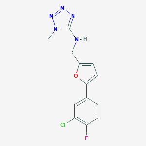 molecular formula C13H11ClFN5O B502374 N-{[5-(3-chloro-4-fluorophenyl)-2-furyl]methyl}-N-(1-methyl-1H-tetraazol-5-yl)amine 