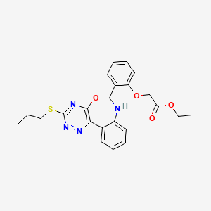 molecular formula C23H24N4O4S B5023792 Ethyl 2-{2-[3-(propylsulfanyl)-6,7-dihydro[1,2,4]triazino[5,6-D][3,1]benzoxazepin-6-YL]phenoxy}acetate 