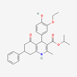 molecular formula C28H31NO5 B5023798 Propan-2-yl 4-(3-ethoxy-4-hydroxyphenyl)-2-methyl-5-oxo-7-phenyl-1,4,5,6,7,8-hexahydroquinoline-3-carboxylate 