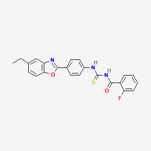 molecular formula C23H18FN3O2S B5023827 N-{[4-(5-ethyl-1,3-benzoxazol-2-yl)phenyl]carbamothioyl}-2-fluorobenzamide 