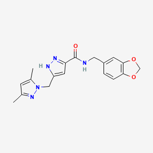 molecular formula C18H19N5O3 B5023938 N-(1,3-benzodioxol-5-ylmethyl)-5-[(3,5-dimethylpyrazol-1-yl)methyl]-1H-pyrazole-3-carboxamide 