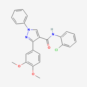 molecular formula C24H20ClN3O3 B5023948 N-(2-chlorophenyl)-3-(3,4-dimethoxyphenyl)-1-phenylpyrazole-4-carboxamide 