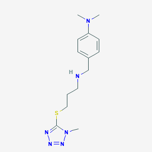 molecular formula C14H22N6S B502421 N,N-DIMETHYL-4-[({3-[(1-METHYL-1H-1,2,3,4-TETRAZOL-5-YL)SULFANYL]PROPYL}AMINO)METHYL]ANILINE 