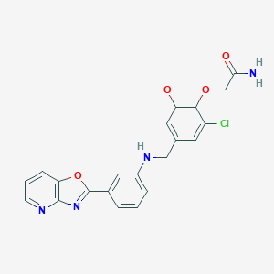 molecular formula C22H19ClN4O4 B502428 2-{2-Chloro-6-methoxy-4-[(3-[1,3]oxazolo[4,5-b]pyridin-2-ylanilino)methyl]phenoxy}acetamide CAS No. 903469-61-4