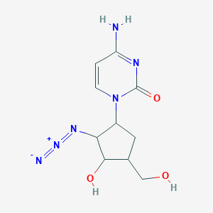 molecular formula C10H14N6O3 B050245 4-Amino-1-(2-azido-3-hydroxy-4-(hydroxymethyl)cyclopentyl)-2(1H)-pyrimidinone CAS No. 111795-59-6