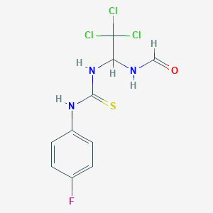 molecular formula C10H9Cl3FN3OS B5024698 N-[2,2,2-trichloro-1-[(4-fluorophenyl)carbamothioylamino]ethyl]formamide 