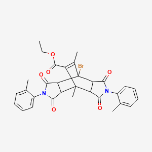 molecular formula C31H29BrN2O6 B5025085 Ethyl 7-bromo-1,14-dimethyl-4,10-bis(2-methylphenyl)-3,5,9,11-tetraoxo-4,10-diazatetracyclo[5.5.2.02,6.08,12]tetradec-13-ene-13-carboxylate 
