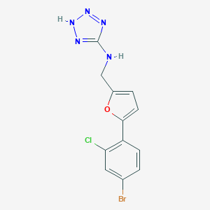 molecular formula C12H9BrClN5O B502509 N-{[5-(4-bromo-2-chlorophenyl)-2-furyl]methyl}-N-(2H-tetraazol-5-yl)amine 