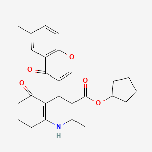 molecular formula C26H27NO5 B5025174 cyclopentyl 2-methyl-4-(6-methyl-4-oxo-4H-chromen-3-yl)-5-oxo-1,4,5,6,7,8-hexahydroquinoline-3-carboxylate 