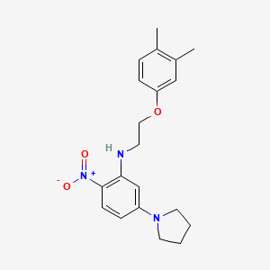 molecular formula C20H25N3O3 B5025337 N-[2-(3,4-dimethylphenoxy)ethyl]-2-nitro-5-(pyrrolidin-1-yl)aniline 