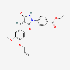 molecular formula C23H22N2O6 B5025431 ethyl 4-[(4Z)-4-[(3-methoxy-4-prop-2-enoxyphenyl)methylidene]-3,5-dioxopyrazolidin-1-yl]benzoate 