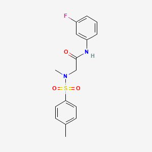 molecular formula C16H17FN2O3S B5025532 N-(3-fluorophenyl)-N~2~-methyl-N~2~-[(4-methylphenyl)sulfonyl]glycinamide 