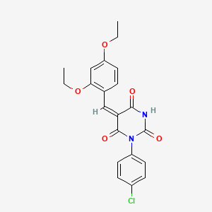 molecular formula C21H19ClN2O5 B5025813 (5E)-1-(4-chlorophenyl)-5-(2,4-diethoxybenzylidene)pyrimidine-2,4,6(1H,3H,5H)-trione 