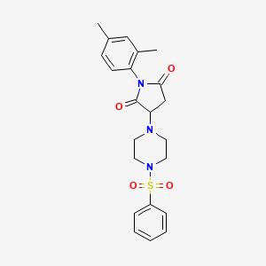 molecular formula C22H25N3O4S B5025874 1-(2,4-Dimethylphenyl)-3-[4-(phenylsulfonyl)piperazin-1-yl]pyrrolidine-2,5-dione 