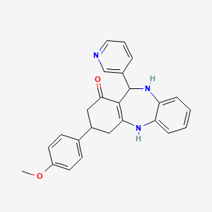 molecular formula C25H23N3O2 B5025976 3-(4-methoxyphenyl)-11-(3-pyridyl)-3,4,10,11-tetrahydro-2H-dibenzo[b,e][1,4]diazepin-1-ol 