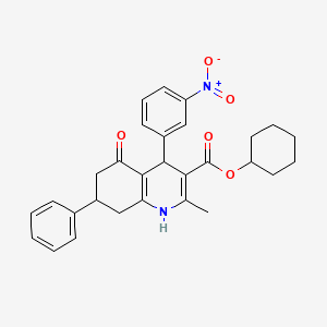 molecular formula C29H30N2O5 B5026032 Cyclohexyl 2-methyl-4-(3-nitrophenyl)-5-oxo-7-phenyl-1,4,5,6,7,8-hexahydroquinoline-3-carboxylate 