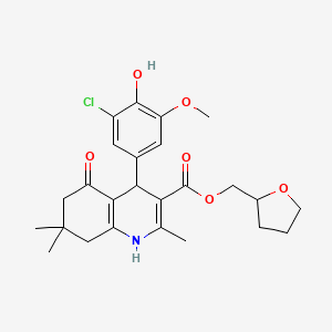 molecular formula C25H30ClNO6 B5026093 Tetrahydrofuran-2-ylmethyl 4-(3-chloro-4-hydroxy-5-methoxyphenyl)-2,7,7-trimethyl-5-oxo-1,4,5,6,7,8-hexahydroquinoline-3-carboxylate 