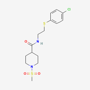 molecular formula C15H21ClN2O3S2 B5026187 N-{2-[(4-CHLOROPHENYL)SULFANYL]ETHYL}-1-METHANESULFONYLPIPERIDINE-4-CARBOXAMIDE 