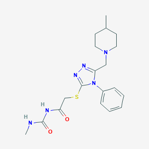 molecular formula C19H26N6O2S B502629 N-methyl-N'-[({5-[(4-methyl-1-piperidinyl)methyl]-4-phenyl-4H-1,2,4-triazol-3-yl}sulfanyl)acetyl]urea 