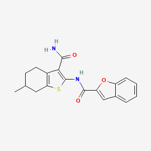 molecular formula C19H18N2O3S B5026541 N-(3-carbamoyl-6-methyl-4,5,6,7-tetrahydro-1-benzothiophen-2-yl)-1-benzofuran-2-carboxamide 