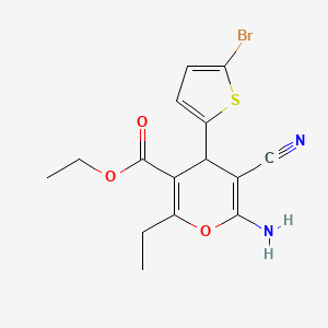 molecular formula C15H15BrN2O3S B5026621 ethyl 6-amino-4-(5-bromothiophen-2-yl)-5-cyano-2-ethyl-4H-pyran-3-carboxylate 