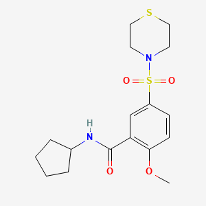 molecular formula C17H24N2O4S2 B5027053 N-cyclopentyl-2-methoxy-5-thiomorpholin-4-ylsulfonylbenzamide 