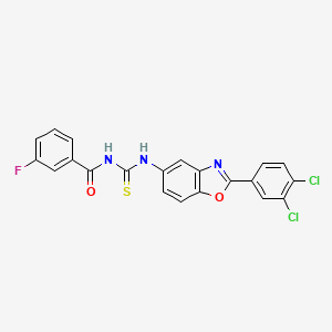 molecular formula C21H12Cl2FN3O2S B5027261 N-{[2-(3,4-dichlorophenyl)-1,3-benzoxazol-5-yl]carbamothioyl}-3-fluorobenzamide 