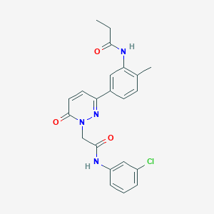 molecular formula C22H21ClN4O3 B5027310 N-[5-(1-{2-[(3-chlorophenyl)amino]-2-oxoethyl}-6-oxo-1,6-dihydropyridazin-3-yl)-2-methylphenyl]propanamide 