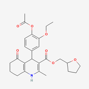 molecular formula C26H31NO7 B5027547 Tetrahydrofuran-2-ylmethyl 4-[4-(acetyloxy)-3-ethoxyphenyl]-2-methyl-5-oxo-1,4,5,6,7,8-hexahydroquinoline-3-carboxylate 
