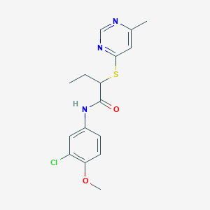 molecular formula C16H18ClN3O2S B5027691 N-(3-chloro-4-methoxyphenyl)-2-(6-methylpyrimidin-4-yl)sulfanylbutanamide 
