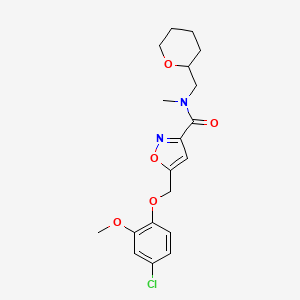 molecular formula C19H23ClN2O5 B5027770 5-[(4-chloro-2-methoxyphenoxy)methyl]-N-methyl-N-(oxan-2-ylmethyl)-1,2-oxazole-3-carboxamide 