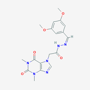 molecular formula C18H20N6O5 B502788 N'-(3,5-dimethoxybenzylidene)-2-(1,3-dimethyl-2,6-dioxo-1,2,3,6-tetrahydro-7H-purin-7-yl)acetohydrazide 