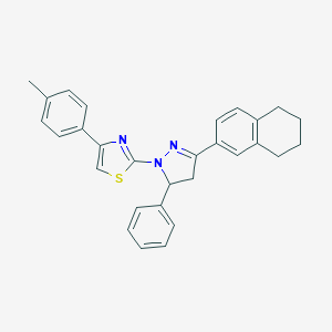 molecular formula C29H27N3S B502789 4-(4-methylphenyl)-2-[5-phenyl-3-(5,6,7,8-tetrahydronaphthalen-2-yl)-4,5-dihydro-1H-pyrazol-1-yl]-1,3-thiazole 