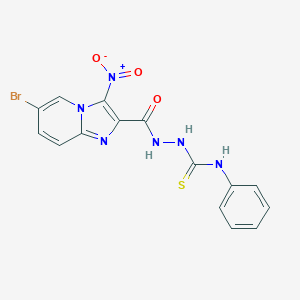 molecular formula C15H11BrN6O3S B502793 2-({6-bromo-3-nitroimidazo[1,2-a]pyridin-2-yl}carbonyl)-N-phenylhydrazinecarbothioamide 
