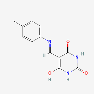 molecular formula C12H11N3O3 B5028046 5-{[(4-Methylphenyl)amino]methylidene}-1,3-diazinane-2,4,6-trione 