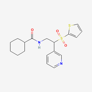 molecular formula C18H22N2O3S2 B5028161 N-(2-pyridin-3-yl-2-thiophen-2-ylsulfonylethyl)cyclohexanecarboxamide 