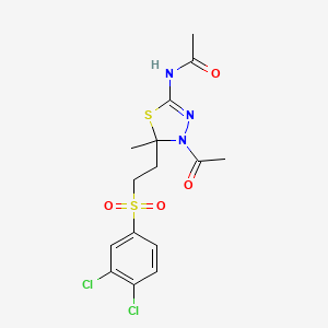 molecular formula C15H17Cl2N3O4S2 B5028314 N-{4-ACETYL-5-[2-(3,4-DICHLOROBENZENESULFONYL)ETHYL]-5-METHYL-4,5-DIHYDRO-1,3,4-THIADIAZOL-2-YL}ACETAMIDE 
