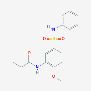 molecular formula C17H20N2O4S B5028319 N-[2-methoxy-5-[(2-methylphenyl)sulfamoyl]phenyl]propanamide 