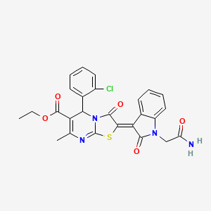 molecular formula C26H21ClN4O5S B5028598 Ethyl 2-(1-(2-amino-2-oxoethyl)-2-oxoindolin-3-ylidene)-5-(2-chlorophenyl)-7-methyl-3-oxo-3,5-dihydro-2H-thiazolo[3,2-a]pyrimidine-6-carboxylate CAS No. 324566-10-1