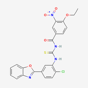 molecular formula C23H17ClN4O5S B5028676 N-{[5-(1,3-benzoxazol-2-yl)-2-chlorophenyl]carbamothioyl}-4-ethoxy-3-nitrobenzamide 