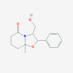 molecular formula C15H19NO3 B050288 3-(hydroxymethyl)-8a-methyl-2-phenylhexahydro-5H-[1,3]oxazolo[3,2-a]pyridin-5-one CAS No. 116950-01-7